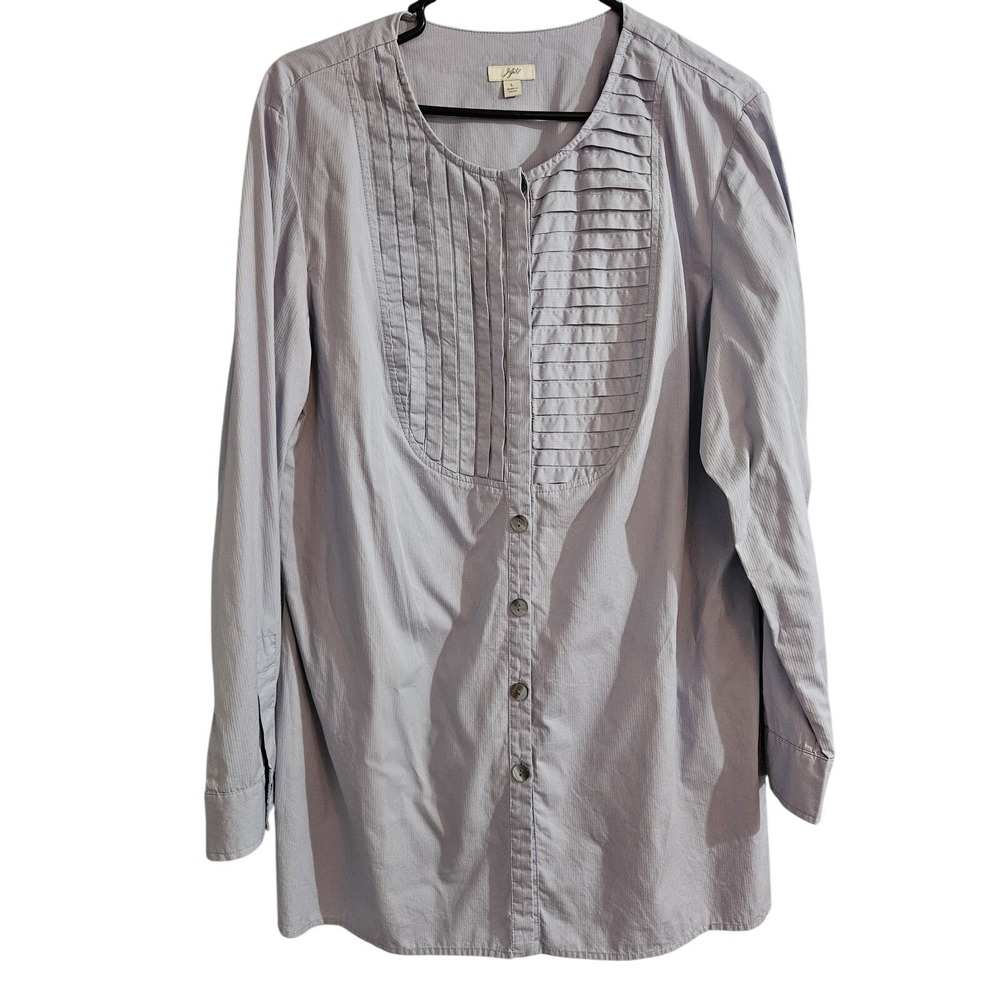 J Jill Long Sleeve Button Down Blouse Tunic Women's Size L‎